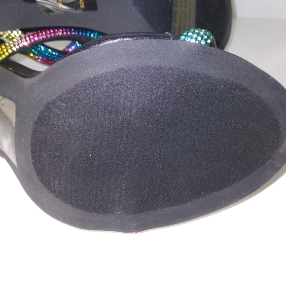 Chase + Chloe Women's Black/Multicolor 3 Strap Zip Up Heels Size 8 - Picture 9 of 10